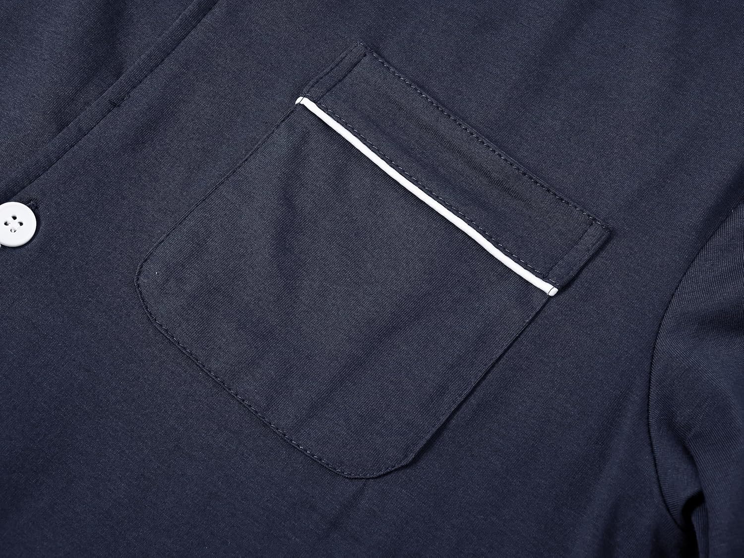 MoFiz Mens Cotton Pajamas Set Sleepwear Shorts Soft Summer Button Down Pjs Set 2 Piece Loungewear with Pockets S-3Xl - Image 6