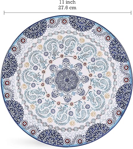 Miniatura 4 de Bico Blue Talavera - Juego de vajilla de cerámica de 12 piezas, servicio para 4, incluye platos llanos de 11 pulgadas, platos de ensalada de 8.75