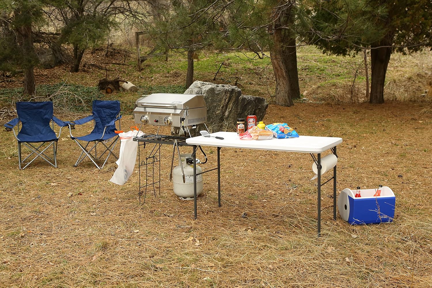 Lifetime Folding Tailgate Camp Table with Grill Rack, White