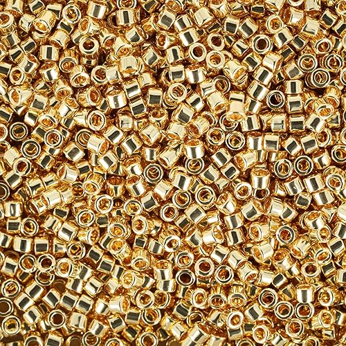 Miniatura 2 de Miyuki Cuentas de semillas Delica – Tamaño 11/0 (0.063 in), DB0031, chapado en oro de 24 quilates, 0.25 oz, aprox. 1440 cuentas, fabricado en Japón