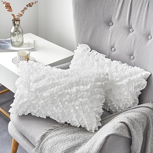 Miniatura 5 de Oubonun Juego de 2 rellenos de almohada de 14 x 22 pulgadas, almohada lumbar con funda 100% algodón, rellenos de almohada rectangulares cuadrados