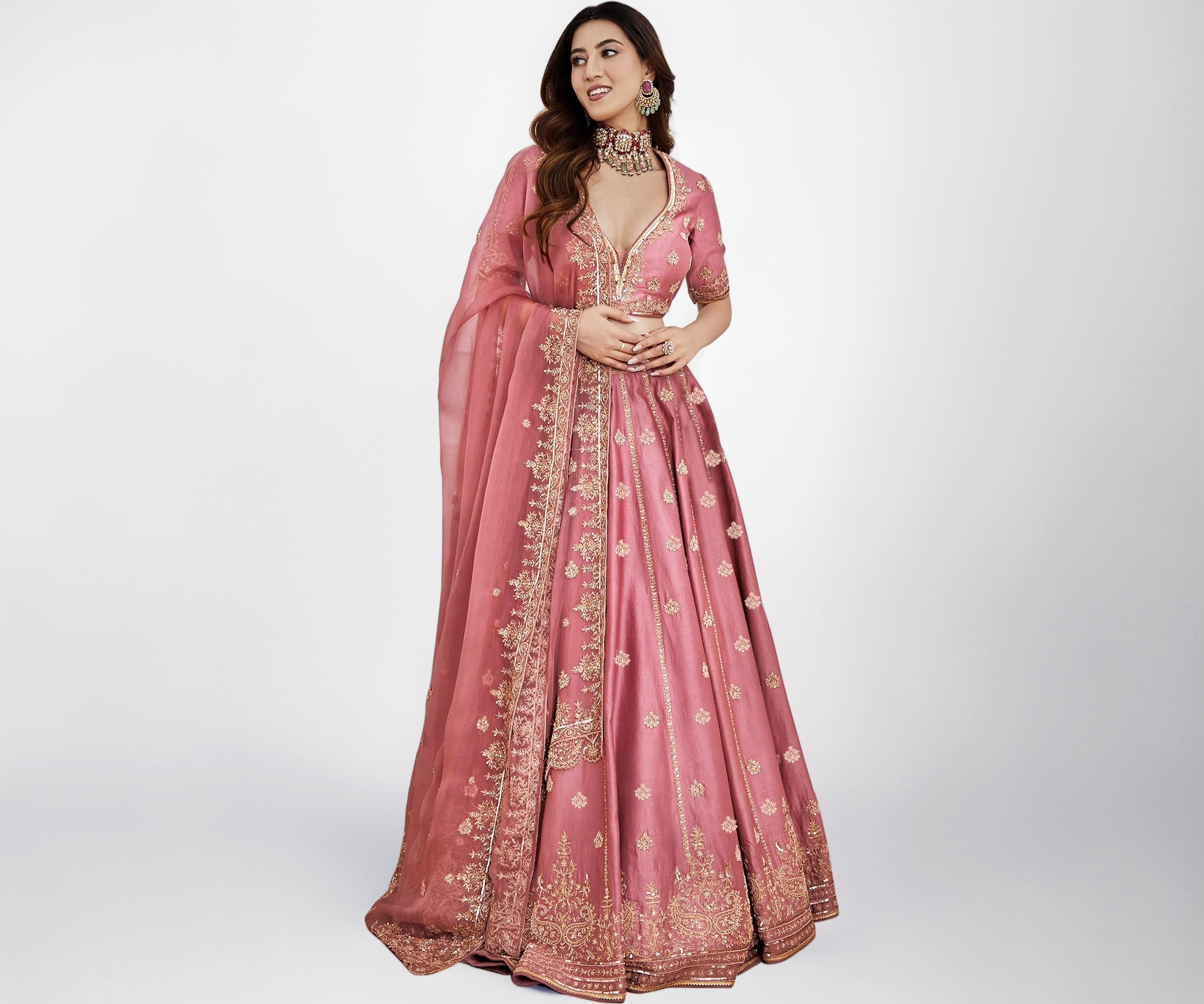 Women's Satin Embroidery Sequence Work Lehenga Choli Set with Dupatta For Women SemiStitch | Stylish Wedding Lehenga Choli for women