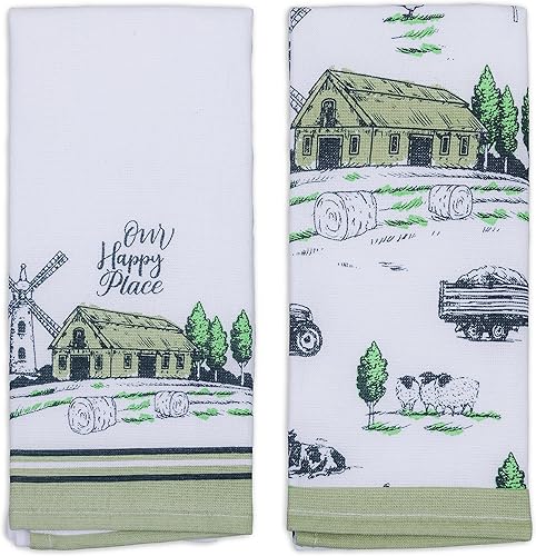 FRENCH BREAD Juego de 2 toallas de cocina para uso diario, diseño de doble cara, altamente suaves y absorbentes, 100% algodón, sin pelusas,