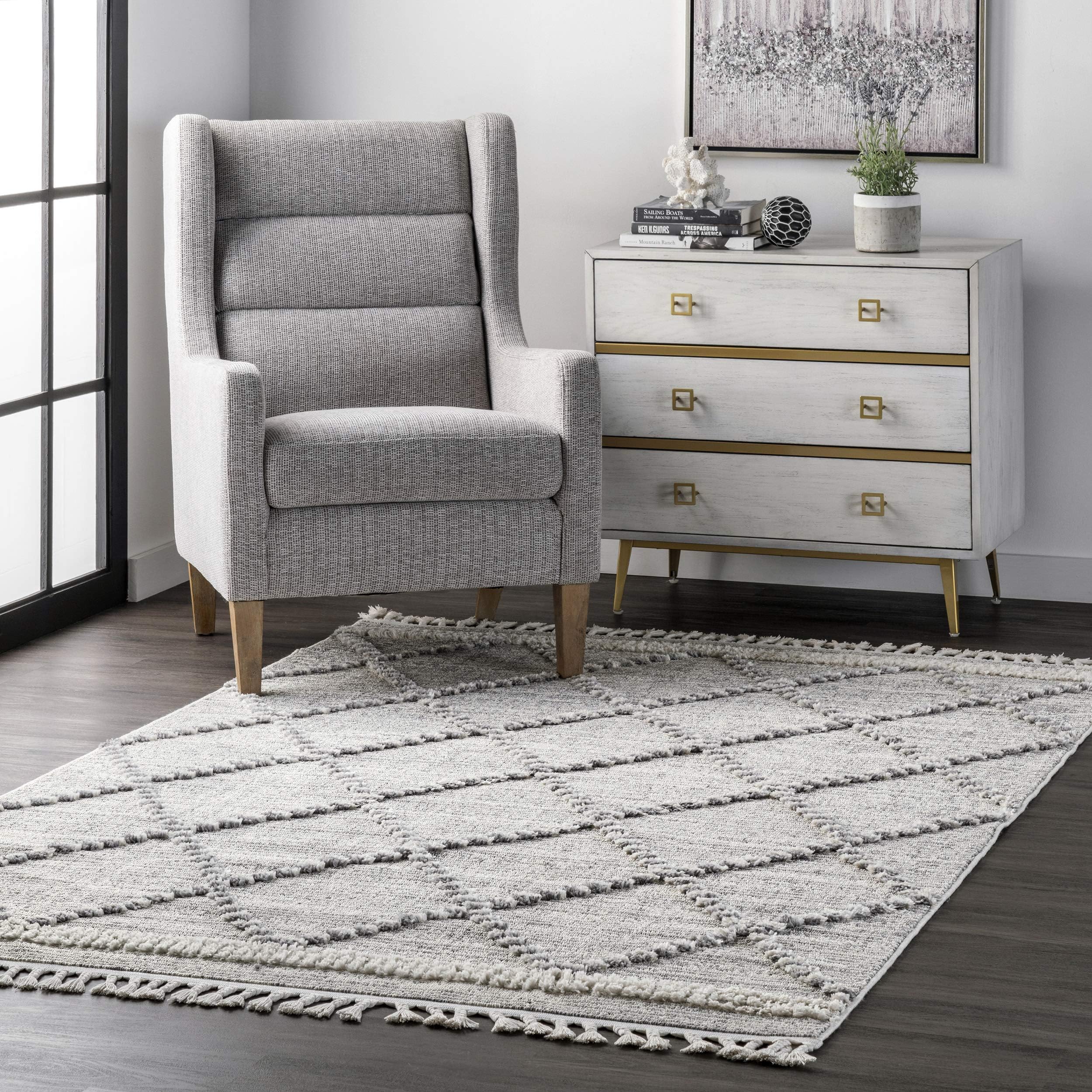 nuLOOM Betty Tassel Flatweave Area Rug, 8x10, Grey