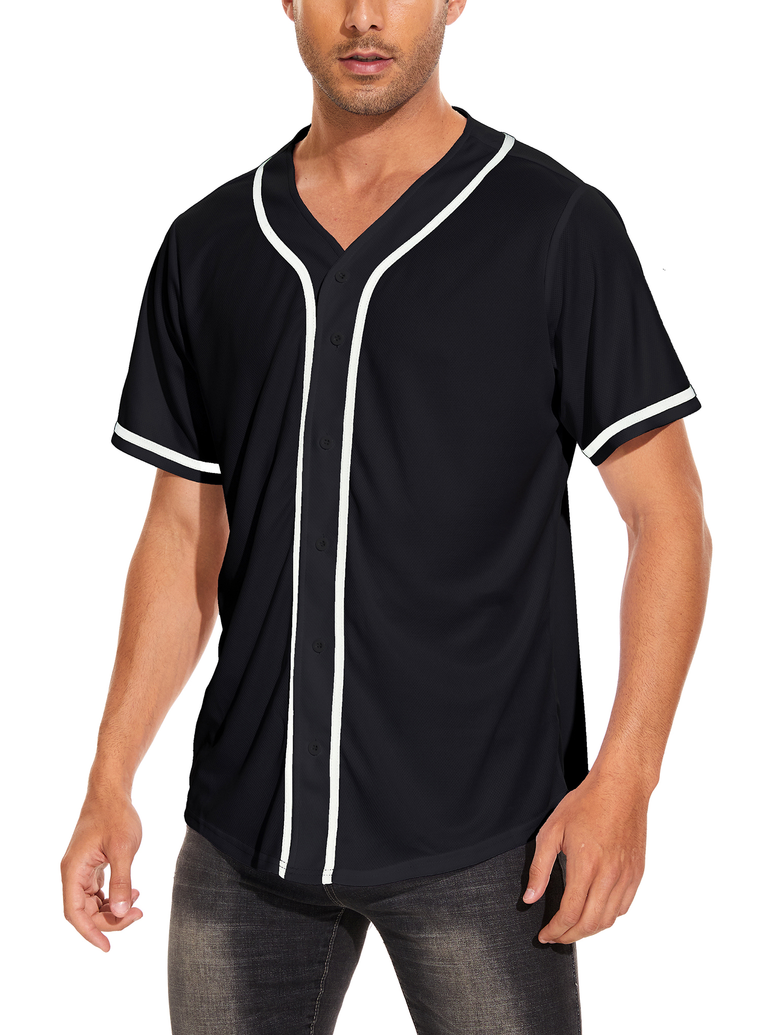 Camiseta de béisbol para hombre Dolpind de manga corta, botones, estilo hipster hip hop, uniforme deportivo activo de equipo miniatura 7