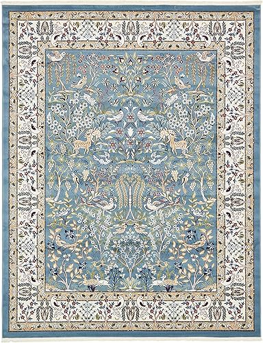 Vista 4 de Unique Loom Colección Narenj - Alfombra de área - Bristol (7' 10" x 10' Rectángulo, Azul/Beige)