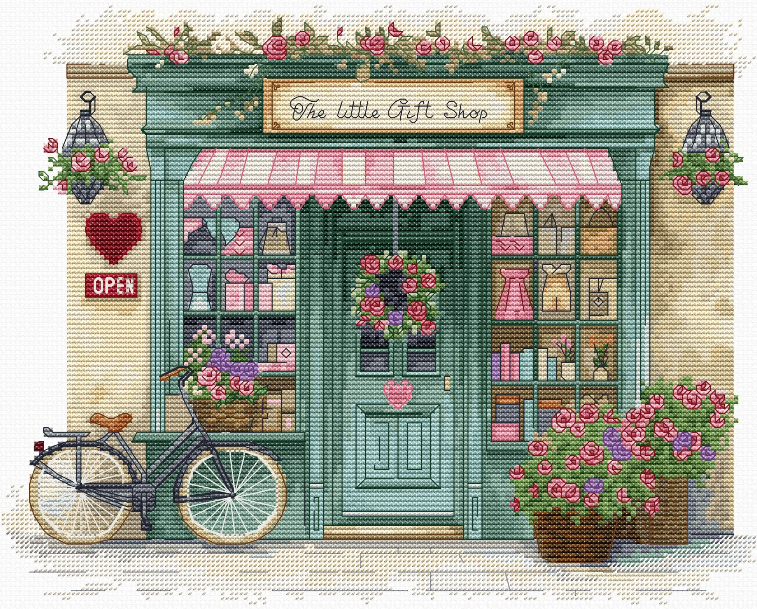 Luca-S The Little Gift Shop Cross Stitch Kit B1429, Counted Cross Stitch Kit For Adults, Needlecraft And Embroidery Kit