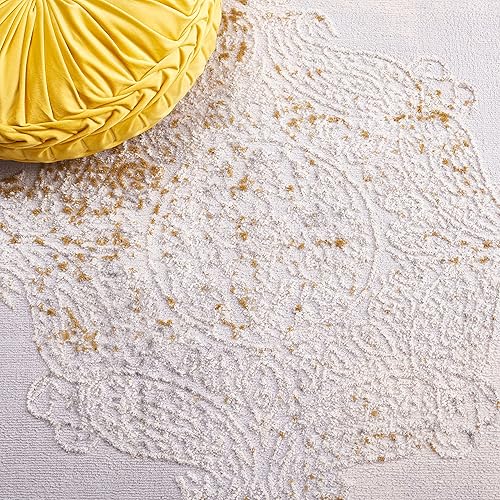 Miniatura 4 de Safavieh Palma Collection PAM312A - Alfombra redonda de 6 pies 7 pulgadas color beige y gris claro estilo desgastado elegante oriental no desprende