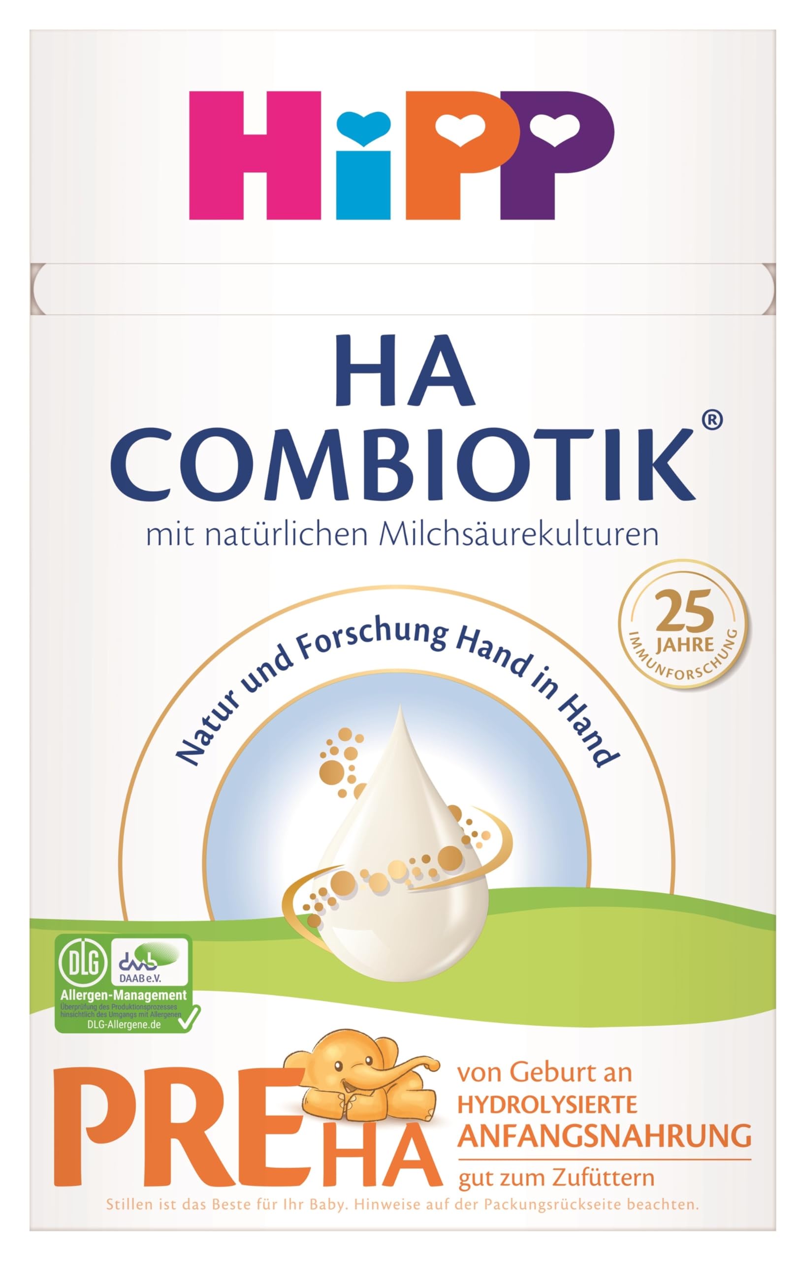 HiPP PRE HA Combiotik 4 x 600g hydrolysierte Anfangsmilch von Geburt an