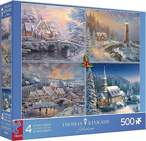 Miniatura 3 de Ceaco - Paquete múltiple 4 en 1 - Thomas Kinkade - Holiday - (4) rompecabezas de 500 piezas