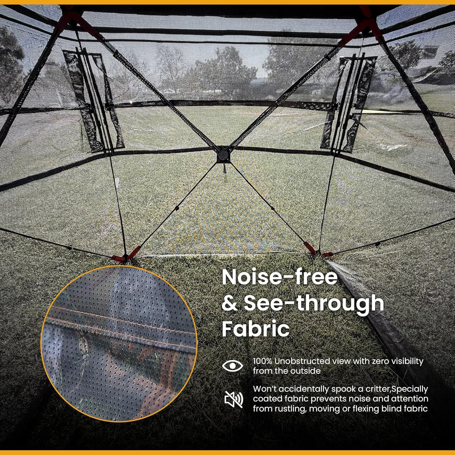Arrowhead Outdoor 270° Vision 4.8x4.8 Ft Pop-up 2-3 Person See-Through Hunting Stealth Deer Blind Shelter w/Magnetic Door, Sliding Windows and Backpack Carry Bag, Noise-Free Camouflage Design