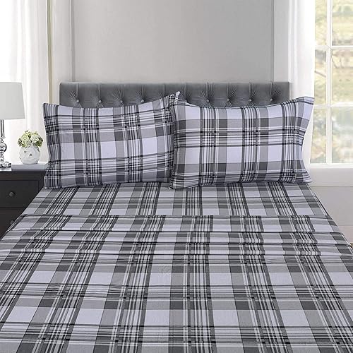 Miniatura 7 de RUVANTI Juego de sábanas de franela de tamaño individual, 100% algodón cepillado, bolsillos profundos de 16 pulgadas, se adapta a hasta 18 pulgadas,