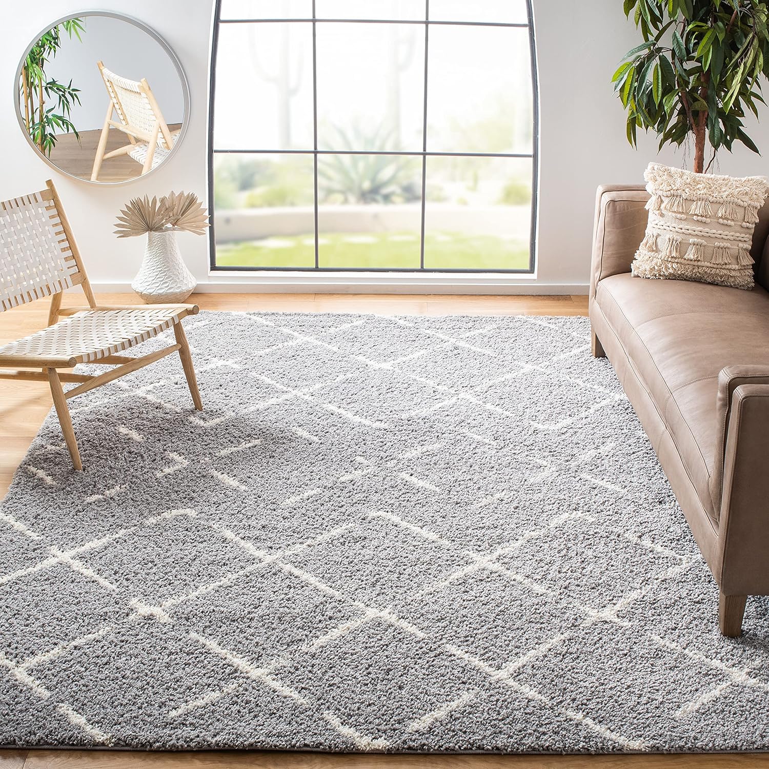 Area Rug 9x12 - - Large - Grey & Ivory, Ideal for Living Room, Bedroom, Dining Space (ASG743D) 9' x 12' (Rectangular) Grey/Ivory