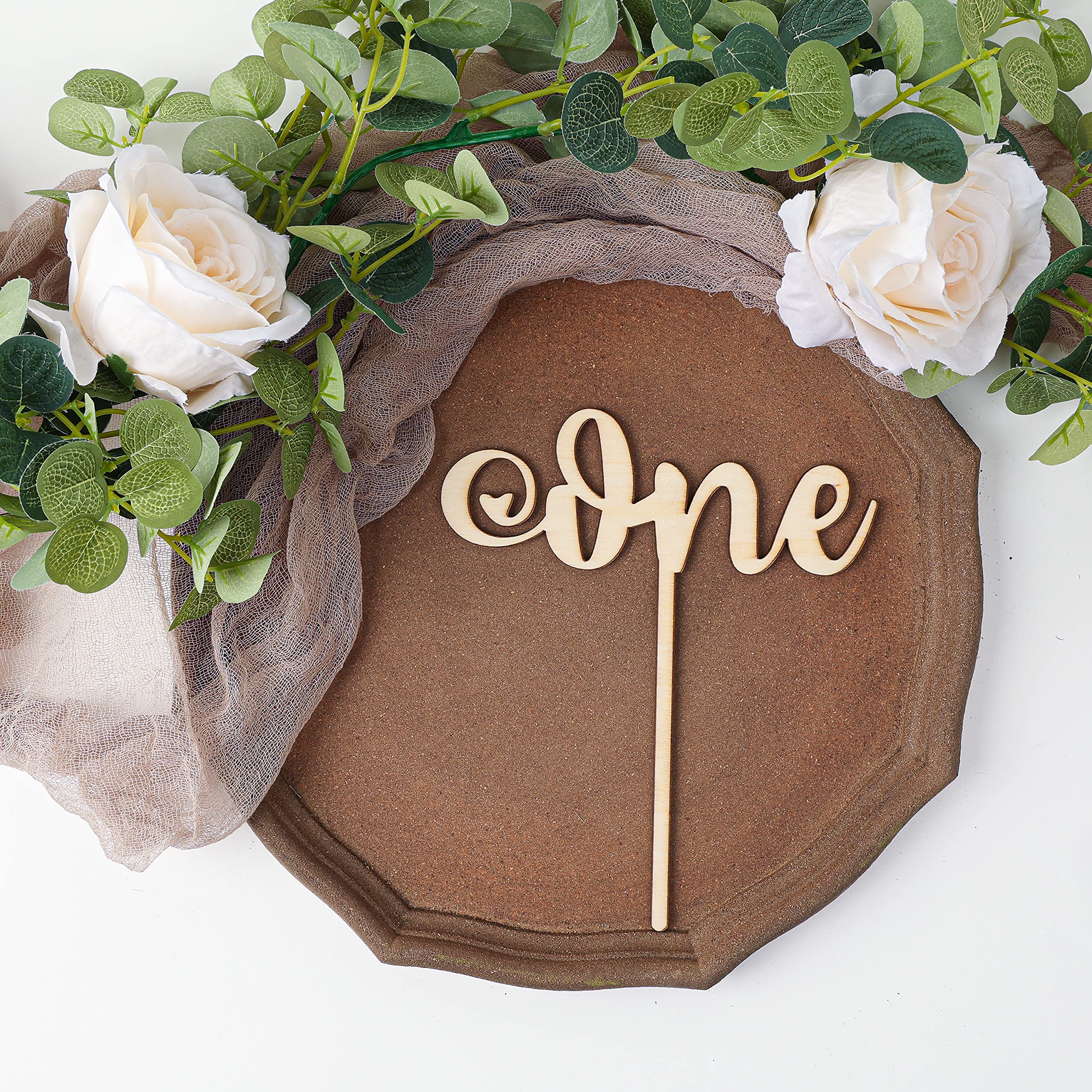 Cake Topper One Year Old One Cake Topper -Rustic Wood Cake Topper First Birthday Cake Topper 1st Birthday Smash Cake Topper Birthday Decor 1st Birthday Topper - Wood Cake Topper (one new up)