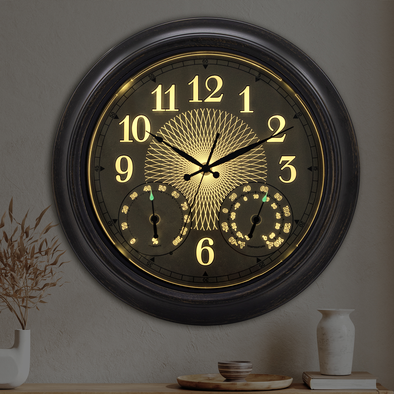 Amazon.com : NESIFEE Outdoor Waterproof Clock with Thermometer