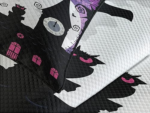 Miniatura 6 de Lunarable Colcha rosa pálido, rama de Sakura con flores de cerezo tiernas primavera japonesa, juego de colcha decorativa acolchada de 3 piezas con 2