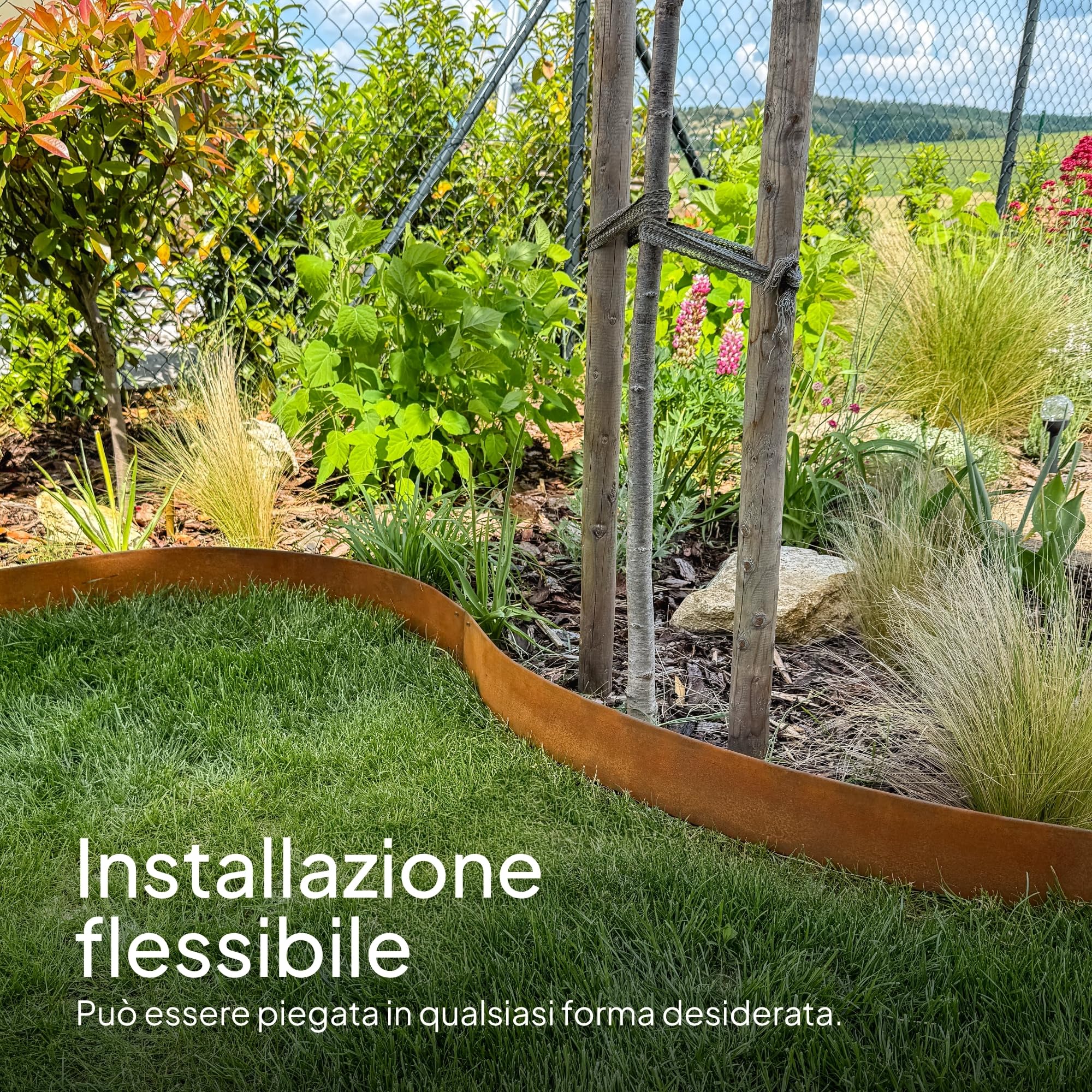 UNIGARDIA Bordura per Aiuola in Acciaio Corten 5 m, Altezza 10 cm