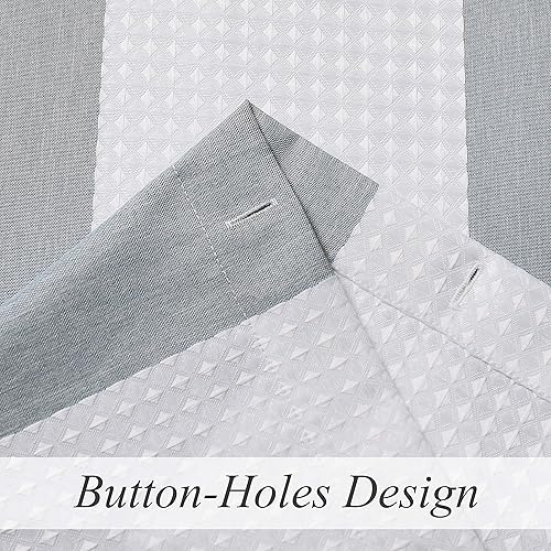 Miniatura 5 de WEST LAKE Cortina de ducha de tela de gofre, a rayas grises y blancas, con tejido texturizado, sin gancho, cortinas de baño, resistentes al agua,