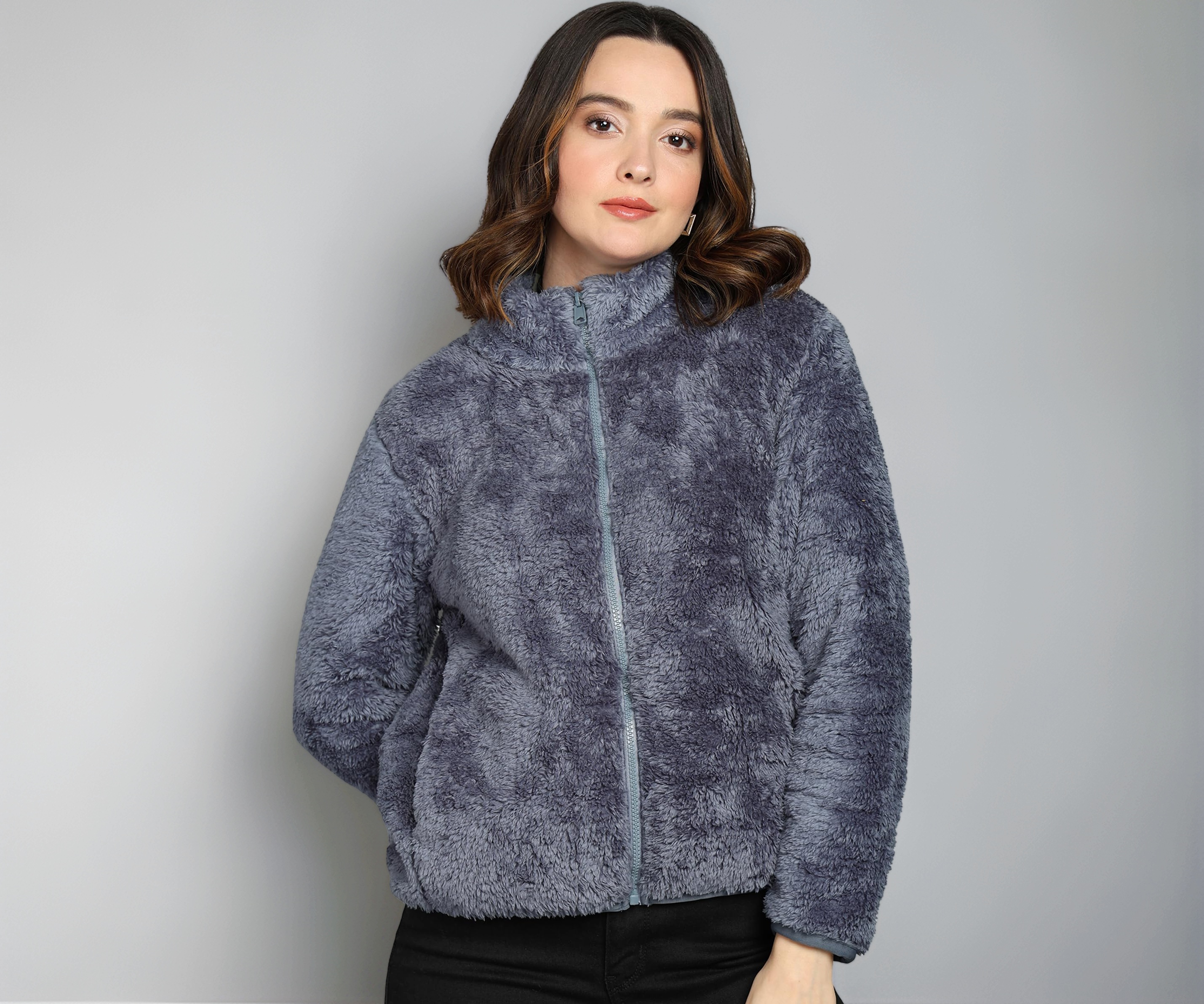 Alan Jones Women’s Fluffy Yarn Fleece Full-Zip Jacket - Image 1