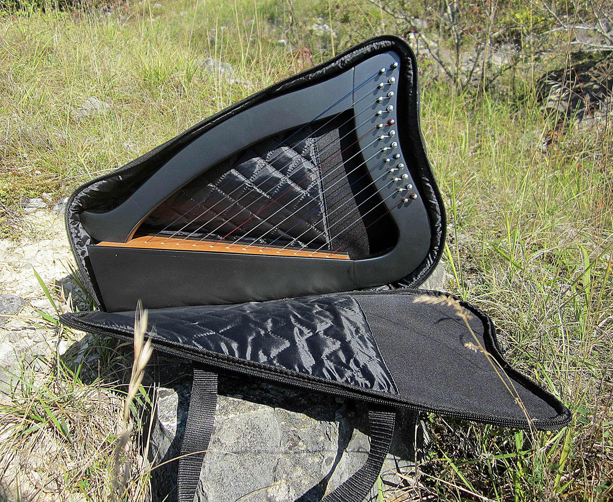 Irisch Keltische Kinder Harfe Harp 12 Saiten aus Buche schwarz