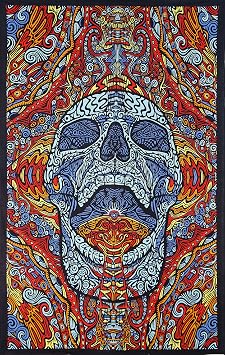 Sunshine Joy 3D Mindful Skull Tapestry Beach Sheet Hanging Wall Art Magical Decor - 60x90 Inches - Amazing 3-D Effects