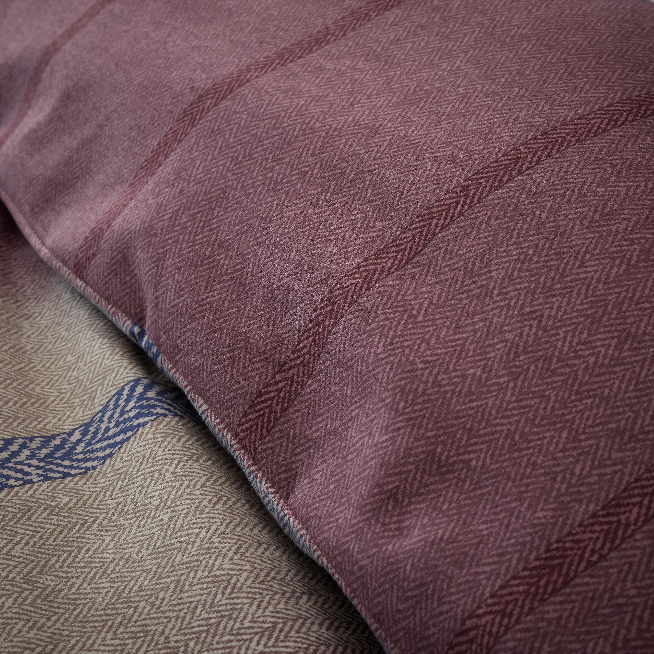 Catherine Lansfield Brushed Cotton Melrose Tweed Check Reversible Double Duvet Cover Set including Pillowcases Plum - Image 4