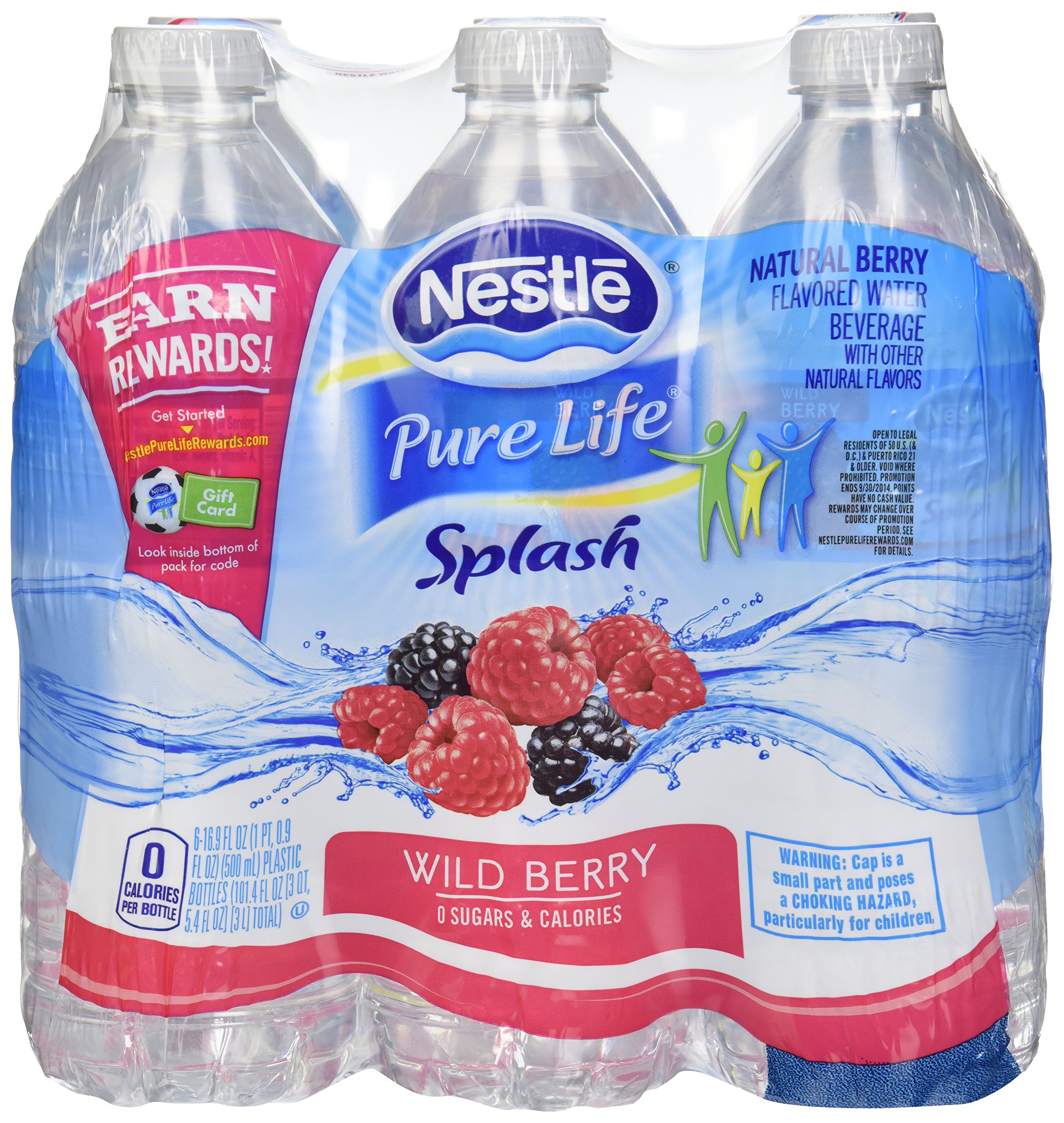 Nestlé Splash Water Beverages, Wild Berry, 16.9 Oz, Case of 24 Bottles