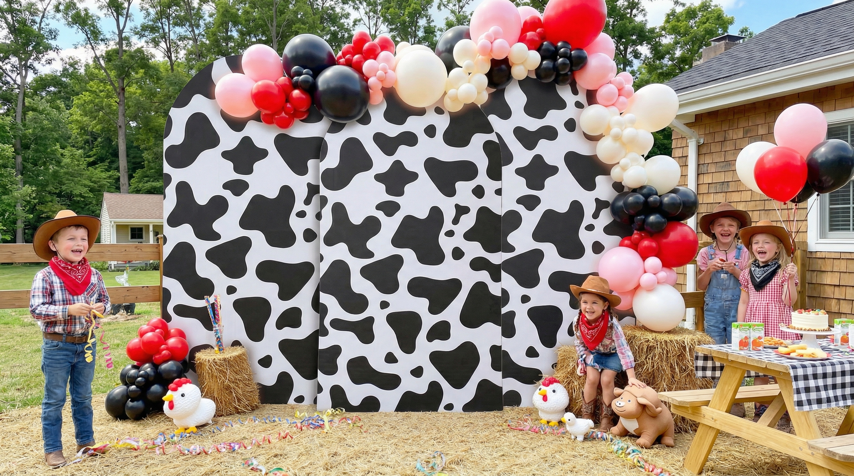 Amazon.com : gogoparti 7.2FT、6.6FT, 6FT Cow Print Arch Cover