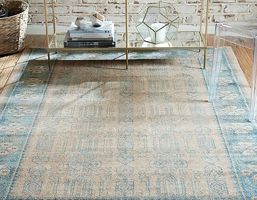 Miniatura 5 de Unique Loom Salzburg Collection - Alfombra clásica de diseño tradicional de inspiración oriental, 2 x 3 pies, color beige y azul