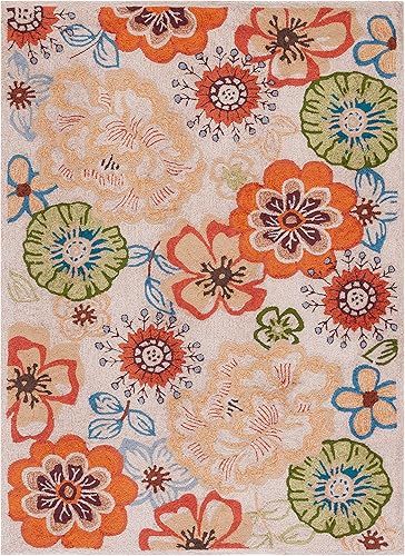 Miniatura 3 de SAFAVIEH Four Seasons Collection FRS467E - Alfombra floral con gancho a mano, 4 x 6 pies, color beige y rojo