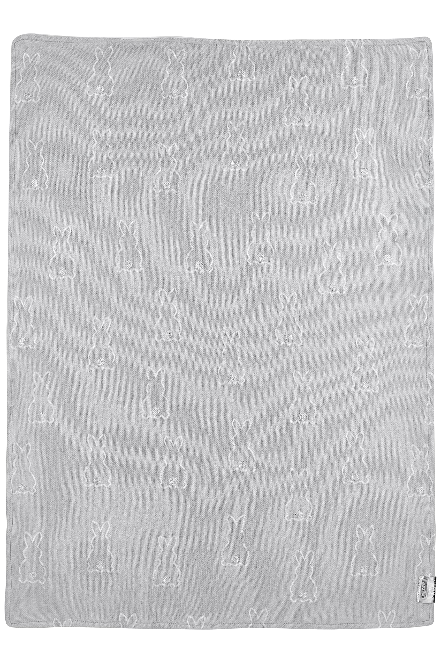 Meyco Baby X Mrs.Keizer Rabbit Velvet - Manta de Punto para Cuna (80% algodón y 20% poliéster, versátil, fácil Cuidado, Transpirable, tamaño: 100 x 150 cm), Color Plateado