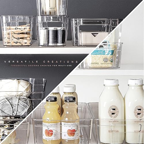 Miniatura 4 de BINO - 4 cubos de almacenamiento apilables de plástico, organizadores de refrigerador, almacenamiento y despensa, para nevera, congelador y despensa