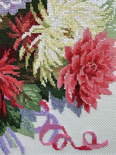Miniatura 6 de RiolisJuego 14Count Dahlias de punto de cruz, diseño de Kit, 17.75x 17.75"