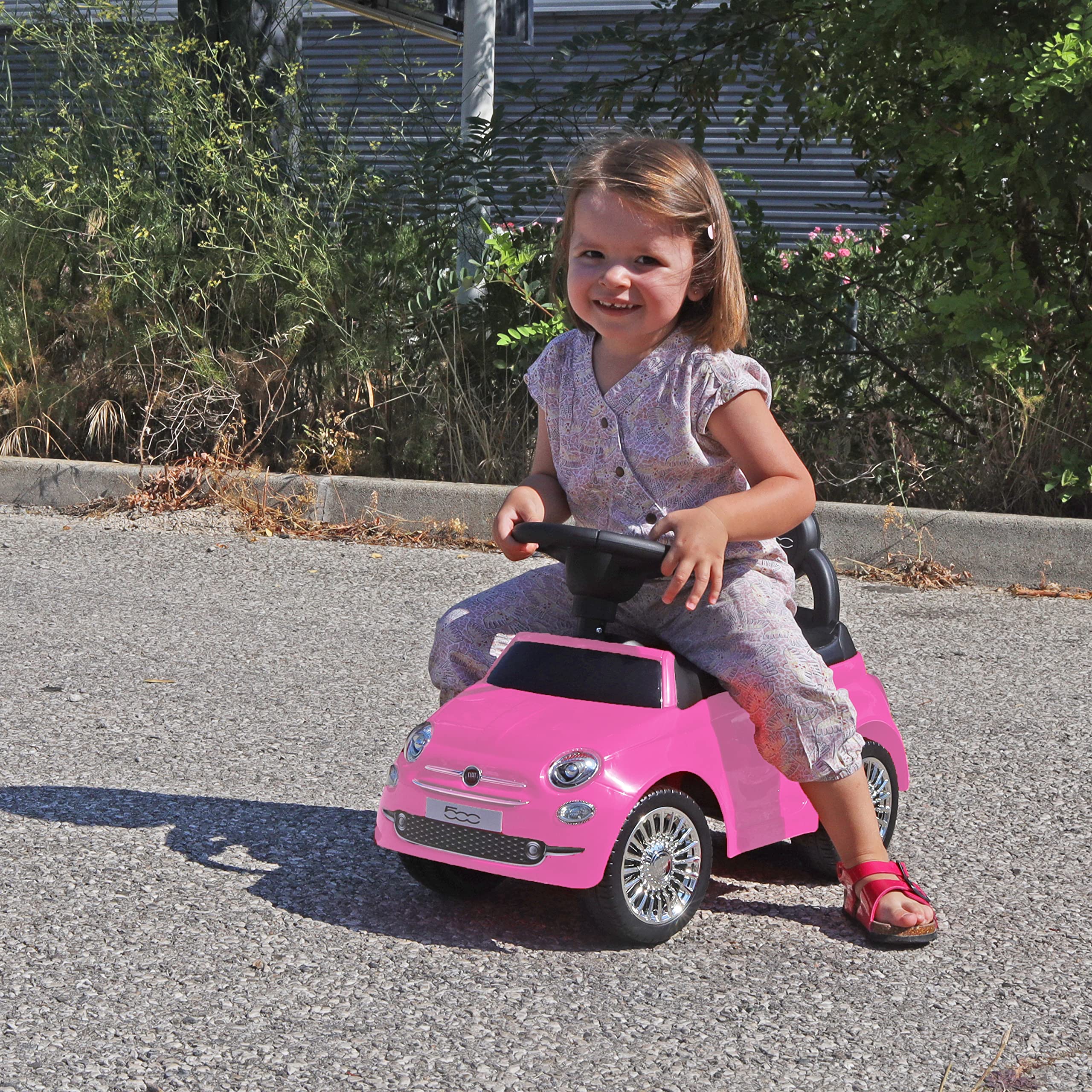 TURBO CHALLENGE - Fiat 500 - Andador - 119106 - Ruedas Libres - Rosa - Máximo 25 kg - Plástico - Pilas no Incluidas - Juguete para niños - Regalo - A Partir de 12 Meses