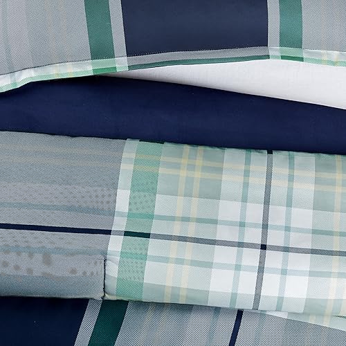 Miniatura 5 de Serta Simply Clean Scott - Juego de edredón suave y moderno de 2 piezas a cuadros con funda de almohada para todas las estaciones, individual XL,