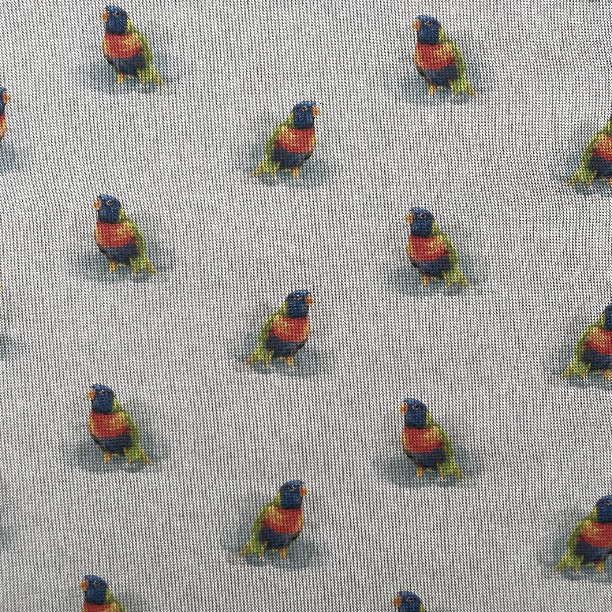 Animals Digital Print Cotton Rich Linen Look Fabric for Curtains Blinds Craft Bags Sewing Quilting Patchwork & Upholstery | 55" - 140 cm Wide | Sold by The Half Metre (Rainbow Parrot)