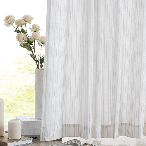 Miniatura 3 de SXZJTEX Cortinas traslúcidas bohemias a rayas de 84 pulgadas de largo, con bolsillo para cortinero, cortinas rústicas para dormitorio y sala de