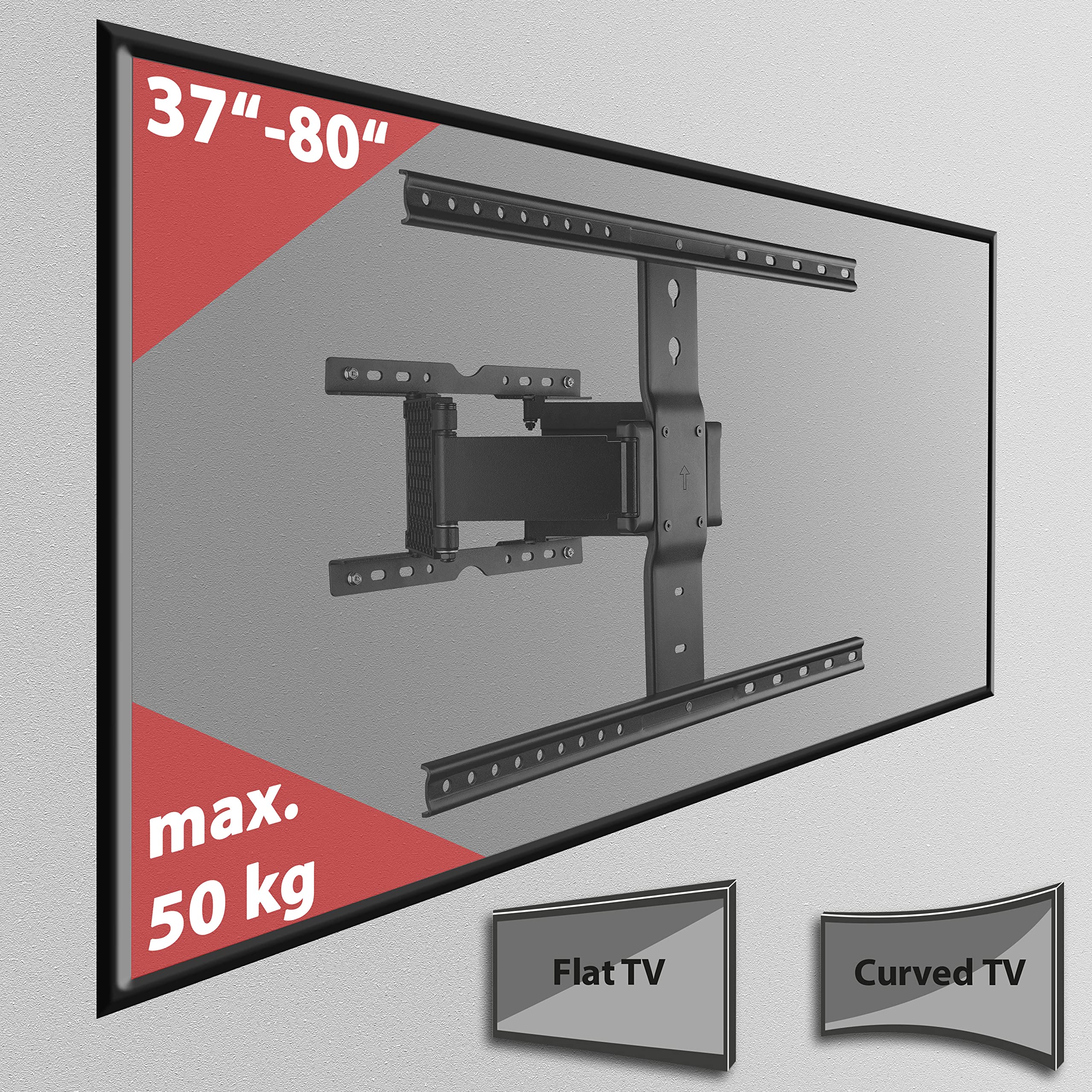 Poppstar staffa TV 37-80 pollici da parete extra forte, girevole ed estendibile, per schermi piatti e curved fino a 50 kg (VESA 200x200-600x400)