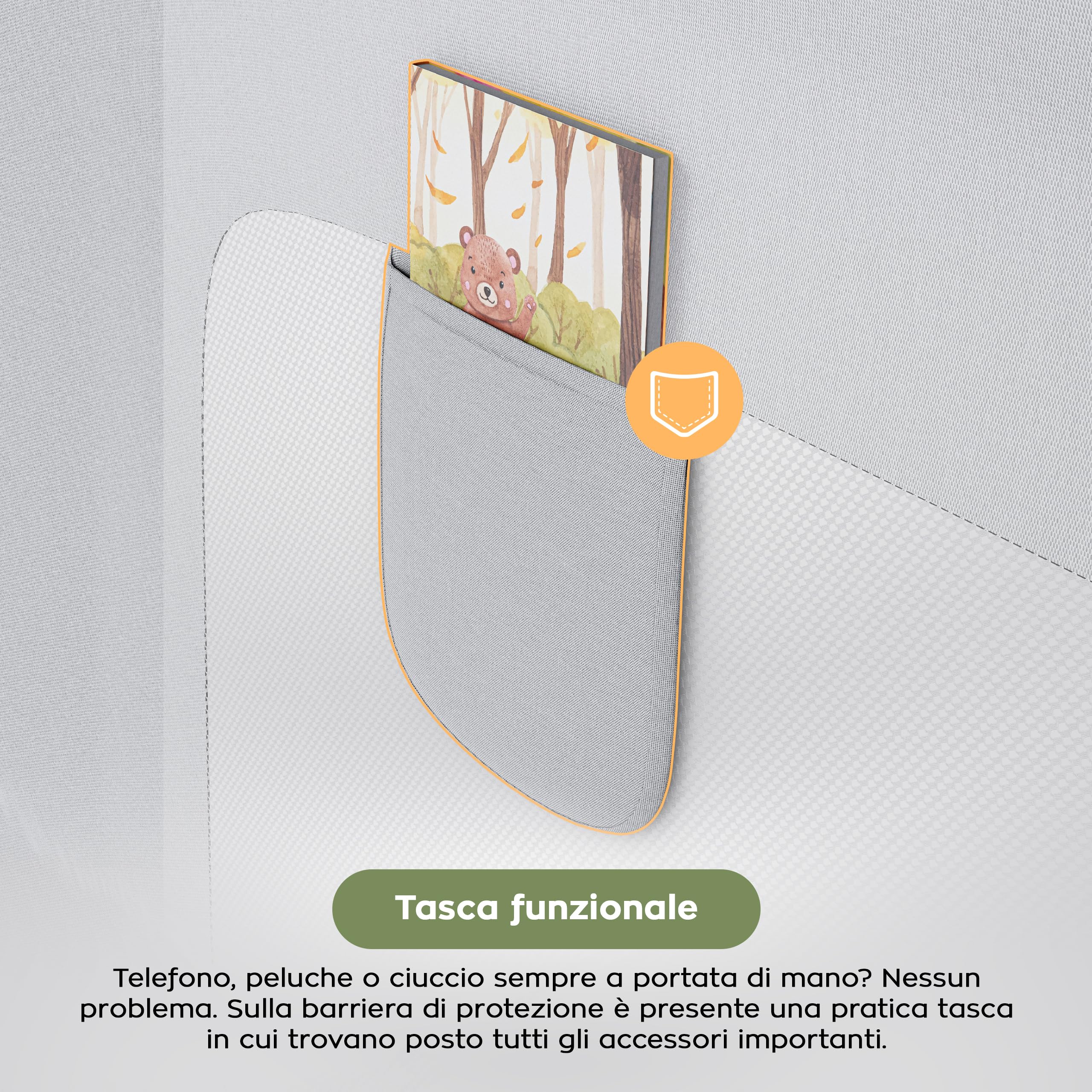 TULANO Cover 30 Barriera di sicurezza per letto 200 cm - Pieghevole a 180° | per materassi da 10 a 28 cm - con tessuto traspirante e angoli arrotondati - facile da montare - per bambini - bianco
