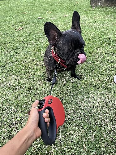 Miniatura 8 de Tuff Pupper Correa retráctil resistente para perro, correa de perro de 16 pies con costuras reflectantes para seguridad nocturna, bloqueo y