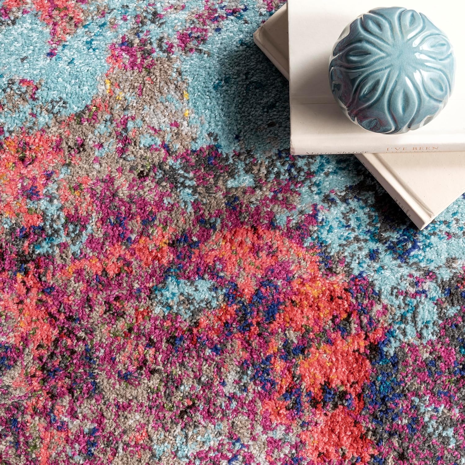 nuLOOM Reva Multicolor/Ivory, 2'6" x 14', Modern Abstract, Soft and Cozy, High Traffic, Stain Resistant, Easy Clean, Durable Area Rug for Bedroom, Living Room, Dining Space, Den, Foyer, Entryway