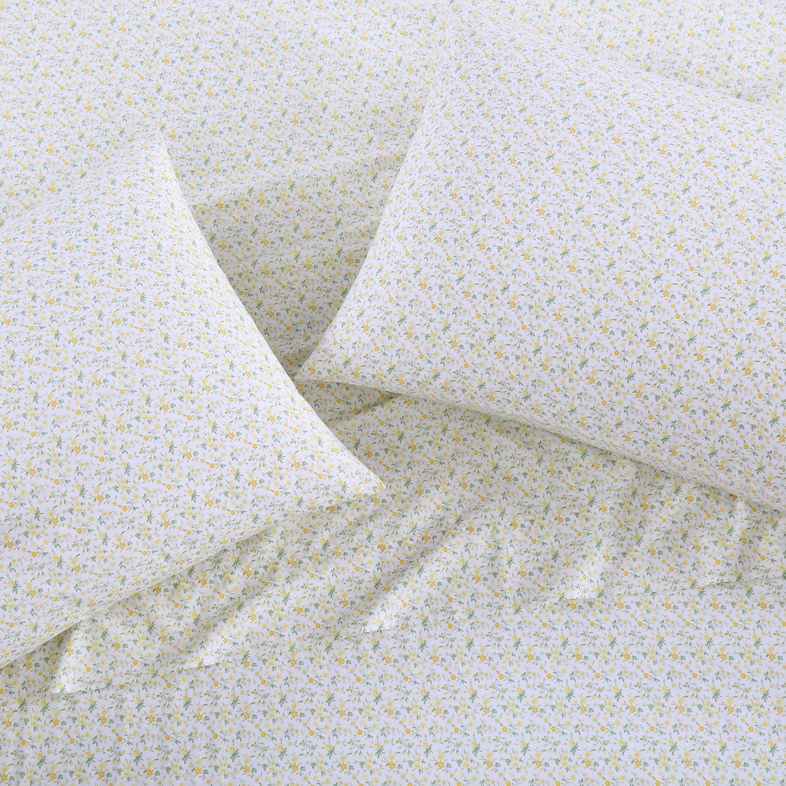Laura Ashley - Standard Pillowcase Set, Breathable Percale Cotton Bedding, Crisp & Cool Home Decor (Evie Yellow, 2 Piece) - Image 3