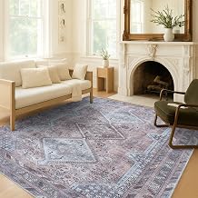 Washable Area Rug. Modern Farmhouse. Vintage. Turkish. Bohemian. Distressed. Oriental. Traditional. Rugs for Living Room. Dining. Bedroom. Office. Entryway. Foyer. (863BM, 5'9 x 8'9)