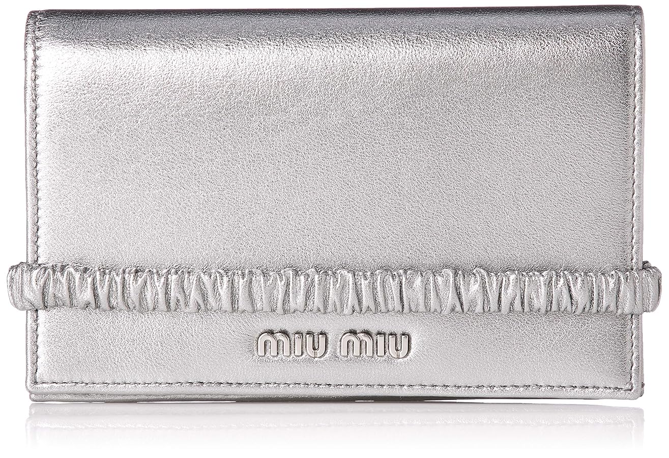 miu miu グレー 二つ折り財布 編み込みデザイン miu MIU ミュウミュウ 二つ折り財布 レディース グレー 5ML522