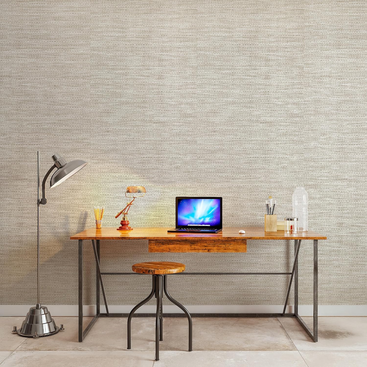 Ansehan Wallcovering W1322 Oxford Collection 36" W x 8 Yard L, Natural Paper Weave Grasscloth Modern Texture Wallcovering for Living Room Bedroom Feature Wall Jute/Ivory