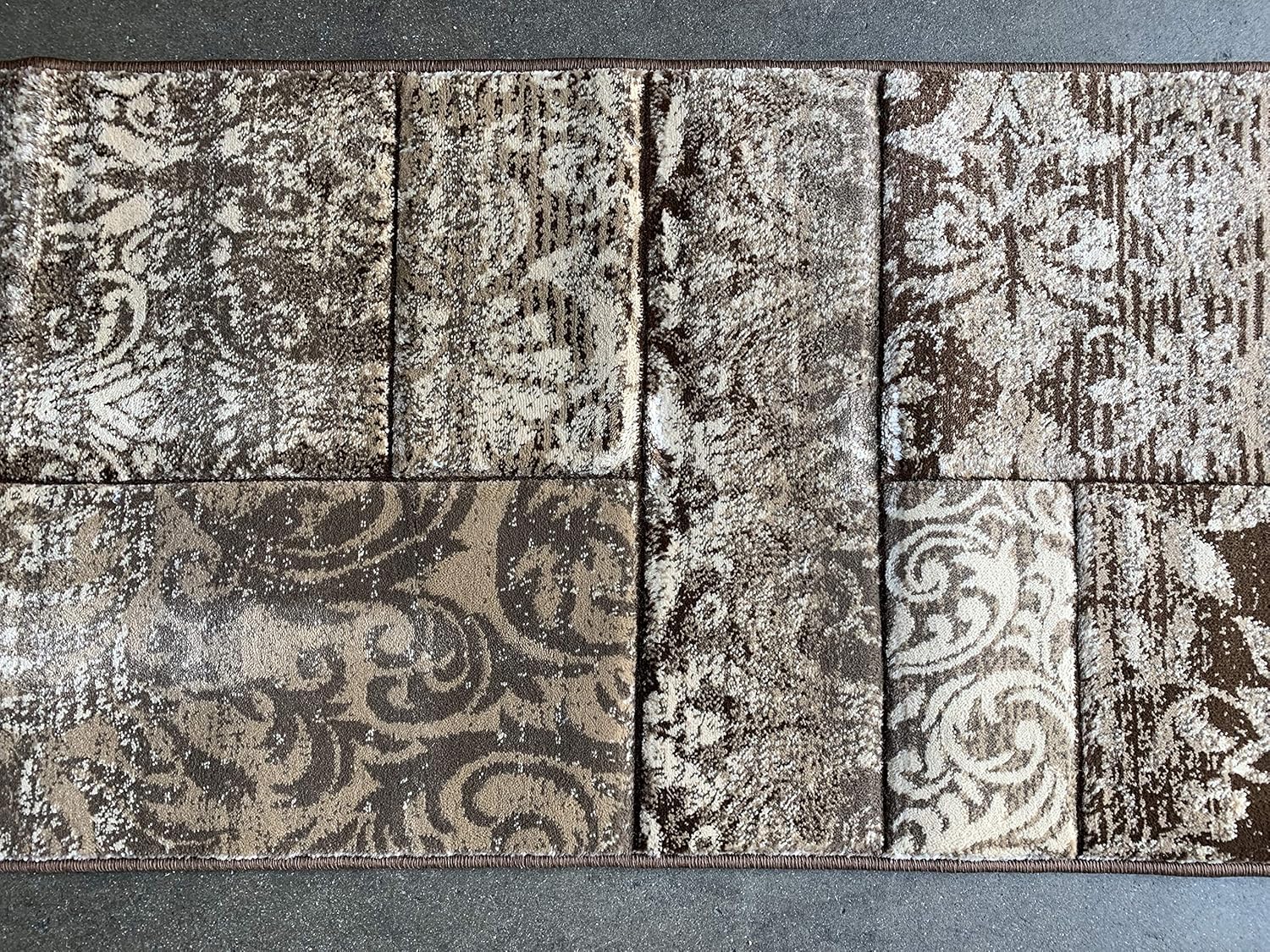 Modern Runner Contemporary 400,000 Point Abstract Area Rug Brown Beige Tan Design E192 (2 Feet X 7 Feet 3 Inch)