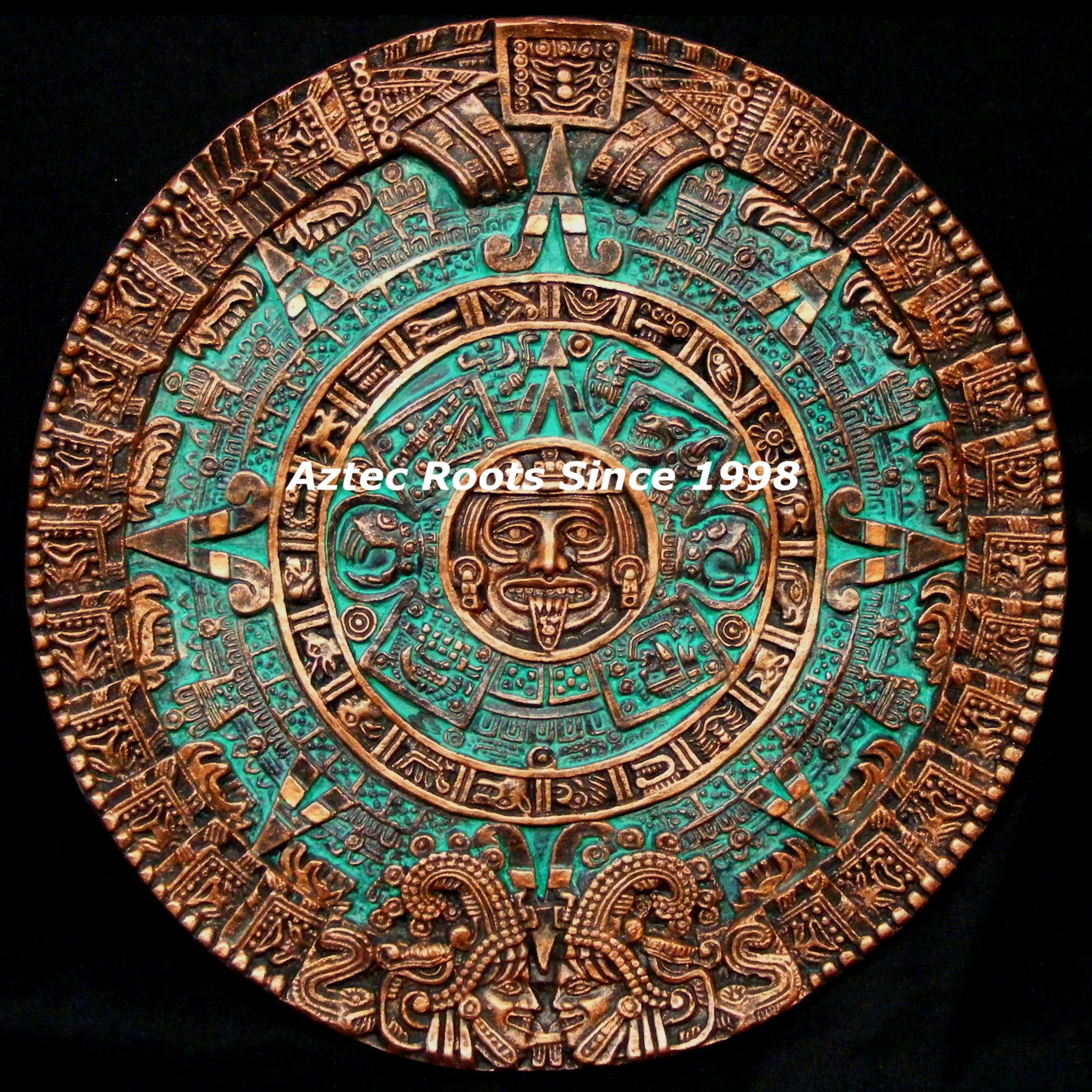 16" Solar Sun Stone Calendar Statue Sculpture Wall PlaqueMexico Ancient Aliens Chariots of The Gods Art 001FF