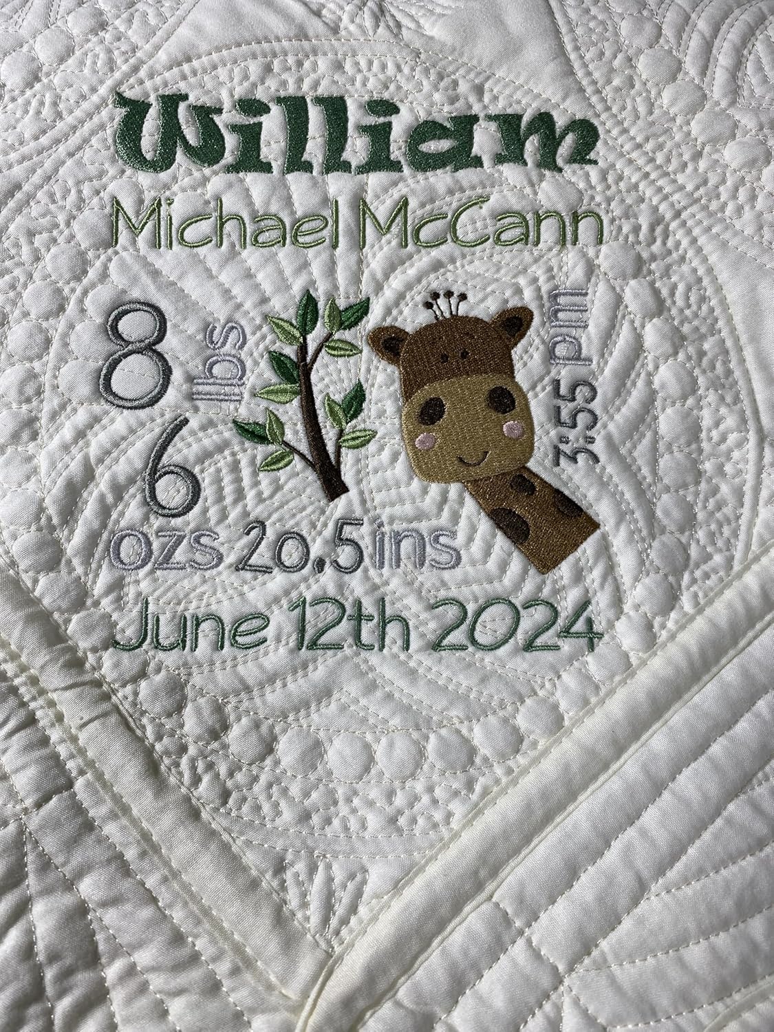 Personalized Embroidered Baby Quilt/Blanket - Customized with Characters, Monograms, Birth Statistics (Birth Announcement-D - $65.00)