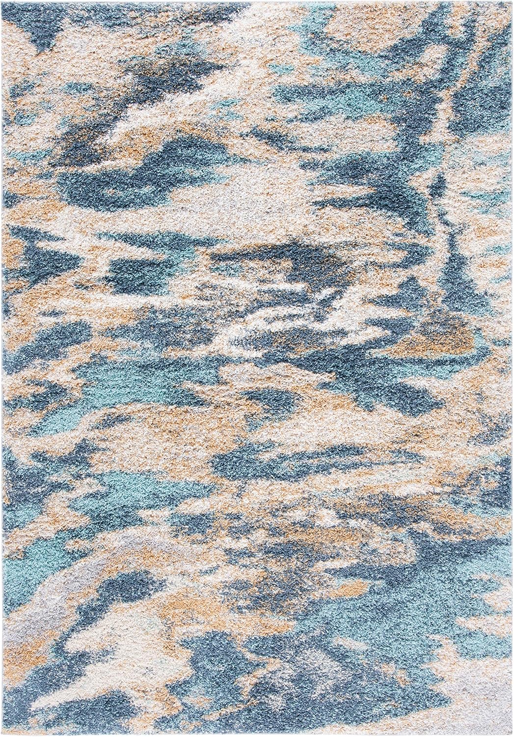SAFAVIEH Calista Collection Area Rug - 10' x 14', Blue & Grey, Abstract Design, Non-Shedding & Easy Care, 1-inch Thick Ideal for High Traffic Areas in Living Room, Bedroom (CAL110M)