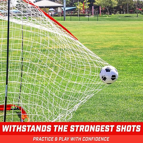Miniatura 5 de GoSports Elite Soccer Goals  Redes de fútbol portátiles de 12 x 6 pies y 6 x 4 pies para juegos o práctica  Incluye 6 conos, funda de transporte y